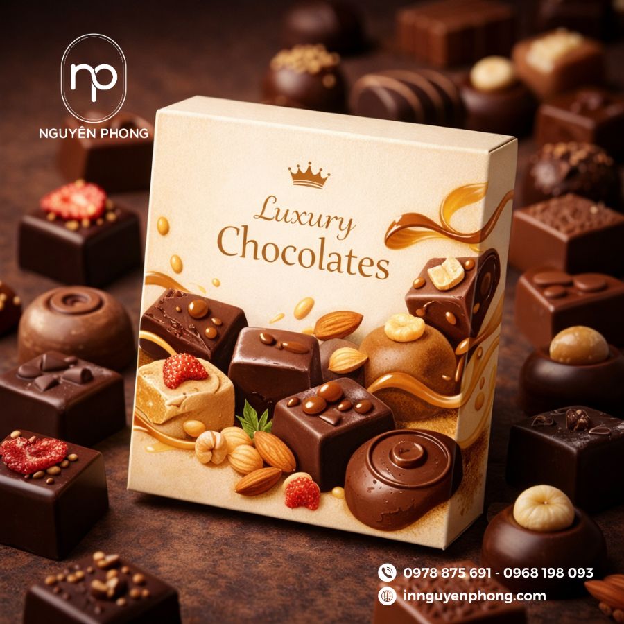 In hộp giấy đựng socola chất lượng tại TPHCM